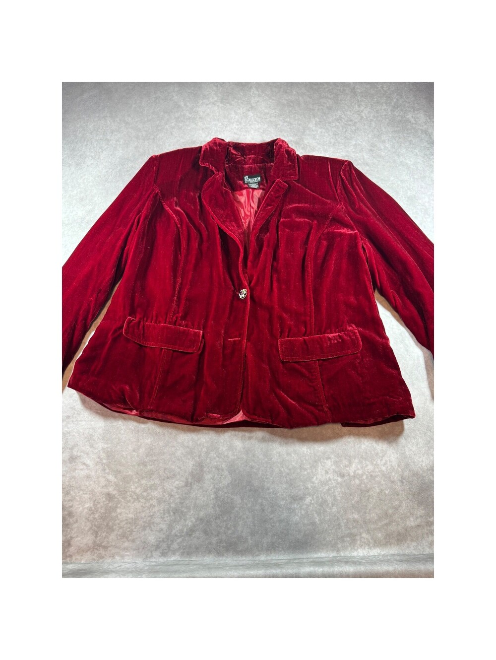 NY Collection Woman Red Velvet Blazer Jeweled Button Ruby Jacket  Size 2X NWT